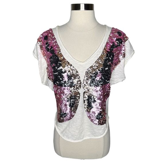 Shulami Sequined Butterfly Boxy Top - Picture 1 of 5